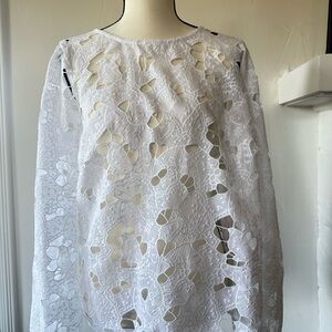 White House Black Market White Lace Blouse